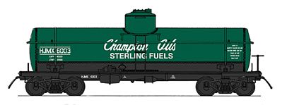 Intermountain Railway 66329 N Scale ACF Type 27 Riveted 8000-Gallon Tank Car - Ready to Run -- Champion Oils/Sterling Fuels HLMX (green, black)