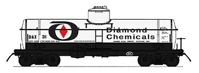 Intermountain Railway 66336 N Scale ACF Type 27 Riveted 8000-Gallon Tank Car - Ready to Run - Famous Image Collect -- Diamond Chemicals (white, black, red)