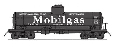 Intermountain Railway 66338 N Scale ACF Type 27 Riveted 8000-Gallon Tank Car - Ready to Run - Famous Image Collect -- Mobilgas (black, white Bllboard Lettering)