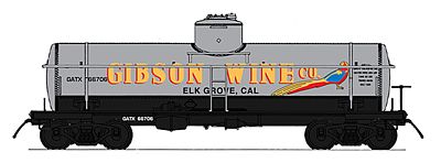 Intermountain Railway 66341 N Scale ACF Type 27 Riveted 8000-Gallon Tank Car - Ready to Run - Famous Image Collect -- Gibson Wine (gray, black, yellow, red)