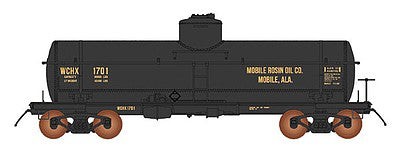 Intermountain Railway 66347 N Scale ACF Type 27 Riveted 8000-Gallon Tank Car - Ready to Run -- Mobile Rosin Oil Co. (black, yellow)