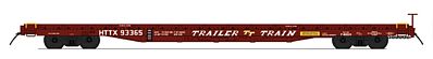 Intermountain Railway 66416 N Scale 60' Wood-Deck Flatcar - Ready to Run -- Trailer-Train TTX (Boxcar Red, white, yellow)