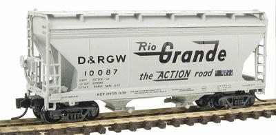 Intermountain Railway 66504 N Scale ACF 2-Bay Center-Flow Covered Hopper - Ready to Run -- Denver & Rio Grande Western (gray, black, Large Flying Grande & Action Road