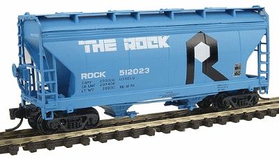 Intermountain Railway 66512 N Scale ACF 2-Bay Center-Flow Covered Hopper - Ready to Run -- Rock Island (blue, black, white)