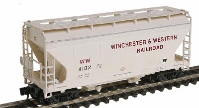 Intermountain Railway 66514 N Scale ACF 2-Bay Center-Flow Covered Hopper - Ready to Run -- Winchester & Western (cream, red, black)