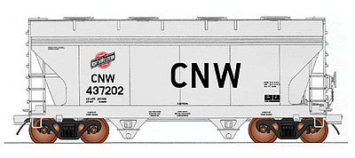 Intermountain Railway 66542 N Scale ACF 2-Bay Center-Flow Covered Hopper - Ready to Run -- Chicago & North Western (gray, black, red, Large Block CNW)