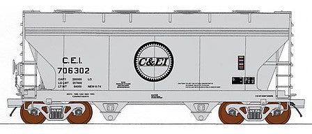 Intermountain Railway 66549 N Scale ACF 2-Bay Center-Flow Covered Hopper - Ready to Run -- Chicago & Eastern Illinois (gray, black, Large C&EI Buzz Saw Logo)