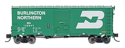 Intermountain Railway 66819 N Scale Modified AAR 40' Boxcar w/4-4 Improved Drednaught End - Ready to Run -- Burlington Northern (Cascade Green, white, Large Logo)