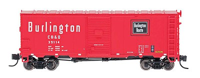 Intermountain Railway 66821 N Scale Modified AAR 40' Boxcar w/4-4 Improved Drednaught End - Ready to Run -- Chicago, Burlington & Quincy (Chinese Red, white)
