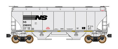 Intermountain Railway 669002 N Scale Trinity 3281 2-Bay Covered Hopper - Ready to Run -- Norfolk Southern (gray, yellow Conspicuity Markings)
