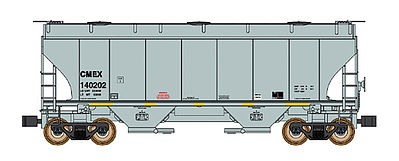 Intermountain Railway 669004 N Scale Trinity 3281 2-Bay Covered Hopper - Ready to Run -- Cemex CMEX (gray, yellow Conspicuity Markings)