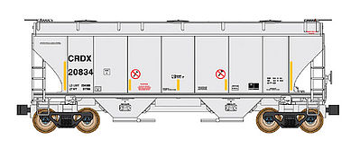 Intermountain Railway 669005 N Scale Trinity 3281 2-Bay Covered Hopper - Ready to Run -- Chicago Rail Leasing CRDX (gray, yellow Conspicuity Markings)