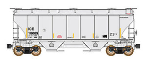 Intermountain Railway 669008 N Scale Trinity 3281 2-Bay Covered Hopper - Ready to Run -- Iowa, Chicago & Eastern (gray, yellow Conspicuity Markings)