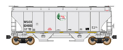 Intermountain Railway 669010 N Scale Trinity 3281 2-Bay Covered Hopper - Ready to Run -- First Union Rail WSOX (gray, Winn Bay Sand Logo)