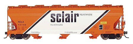 Intermountain Railway 67020 N Scale ACF 4650 Cubic Foot 3-Bay Covered Hopper - Ready to Run -- Sclair (orange, white, black)