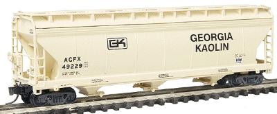 Intermountain Railway 67025 N Scale ACF 4650 Cubic Foot 3-Bay Covered Hopper - Ready to Run -- Georgia Kaolin ACFX (ivory, black)