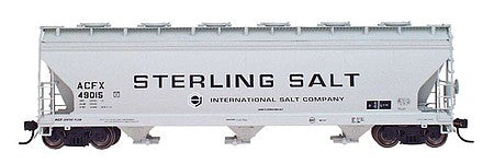 Intermountain Railway 67026 N Scale ACF 4650 Cubic Foot 3-Bay Covered Hopper - Ready to Run -- Sterling Salt (gray, black)