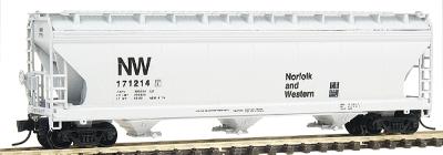Intermountain Railway 67030 N Scale ACF 4650 Cubic Foot 3-Bay Covered Hopper - Ready to Run -- Norfolk & Western (gray, black NW)
