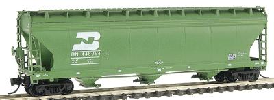 Intermountain Railway 67035 N Scale ACF 4650 Cubic Foot 3-Bay Covered Hopper - Ready to Run -- Burlington Northern (green, white lettering)