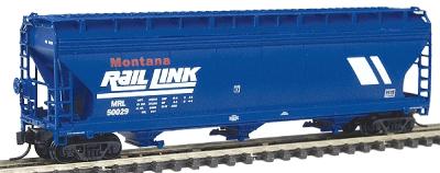 Intermountain Railway 67036 N Scale ACF 4650 Cubic Foot 3-Bay Covered Hopper - Ready to Run -- Montana Rail Link (blue, white, red, 2-Bar Logo)