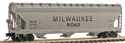 Intermountain Railway 67042 N Scale ACF 4650 Cubic Foot 3-Bay Covered Hopper - Ready to Run -- Milwaukee Road (gray, Large black Lettering)