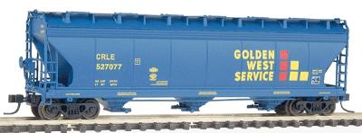 Intermountain Railway 67050 N Scale ACF 4650 Cubic Foot 3-Bay Covered Hopper - Ready to Run -- Golden West Service GVSR (blue, yellow, red)