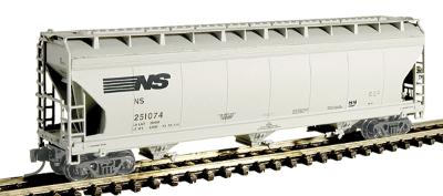 Intermountain Railway 67053 N Scale ACF 4650 Cubic Foot 3-Bay Covered Hopper - Ready to Run -- Norfolk Southern (gray, black)
