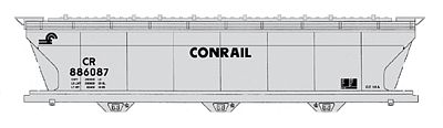 Intermountain Railway 67076 N Scale ACF 4650 Cubic Foot 3-Bay Covered Hopper - Ready to Run -- Conrail (gray, black)