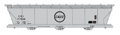 Intermountain Railway 67079 N Scale ACF 4650 Cubic Foot 3-Bay Covered Hopper - Ready to Run -- Chicago & Eastern Illinois (gray, black, Buzz Saw Logo)