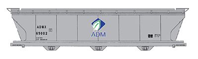 Intermountain Railway 67080 N Scale ACF 4650 Cubic Foot 3-Bay Covered Hopper - Ready to Run -- Archer-Daniels-Midland (gray, black, blue, green, Leaf Logo)
