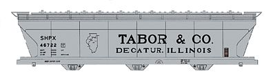 Intermountain Railway 67081 N Scale ACF 4650 Cubic Foot 3-Bay Covered Hopper - Ready to Run -- Tabor & Co. SHPX (gray, black, Billboard Lettering)