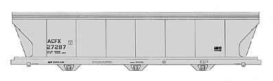 Intermountain Railway 67084 N Scale ACF 4650 Cubic Foot 3-Bay Covered Hopper - Ready to Run -- ACFX (gray, black)