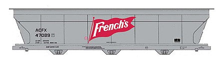 Intermountain Railway 67085 N Scale ACF 4650 Cubic Foot 3-Bay Covered Hopper - Ready to Run -- French's (gray, red, white)