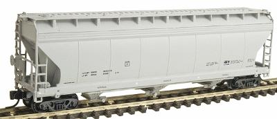Intermountain Railway 67098 N Scale ACF 4650 Cubic Foot Center Flow 3-Bay Hopper - Assembled -- Data Only (gray, black)