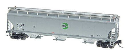 Intermountain Railway 67215 N Scale Trinity 5161 Cubic Foot Covered Hopper - Ready to Run -- Cargill CGOX (gray, green Logo)
