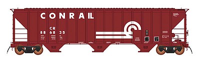 Intermountain Railway 672207 N Scale 4785 PS2-CD Covered Hopper Early Version - Ready to Run -- Conrail (Boxcar Red, Large Logo)