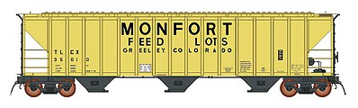 Intermountain Railway 672212 N Scale 4785 PS2-CD Covered Hopper Early Version - Ready to Run -- Monfort Feed Lots Greeley, CO TLCX (yellow, black)