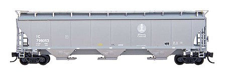 Intermountain Railway 67223 N Scale Trinity 5161 Cubic Foot Covered Hopper - Ready to Run -- Illinois Central (gray, white, Striped I Logo)