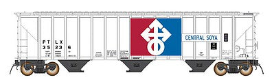 Intermountain Railway 672251 N Scale 4793 PS2-CD Covered Hopper Late Version - Ready to Run -- Central Soya PTLX (white, black, blue, red)
