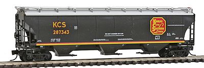 Intermountain Railway 67237 N Scale Trinity 5161 Cubic Foot Covered Hopper - Ready to Run -- Kansas City Southern (black, red, gray, yellow)