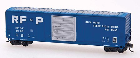 Intermountain Railway 67507 N Scale Pullman-Standard 5277 Cu.Ft. Exterior-Post Boxcar - Ready to Run - Pinnacle -- Richmond Fredericksburg & Potoma (blue, gray, white)