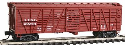 Intermountain Railway 67907 N Scale Santa Fe Class Sk-R Single-Deck Stock Car - Ready to Run -- Santa Fe 1938-43 w/AB Brakes (Boxcar Red)