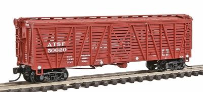 Intermountain Railway 67908 N Scale Santa Fe Class Sk-R Single-Deck Stock Car - Ready to Run -- Santa Fe w/AB Brakes (Late, Boxcar Red)