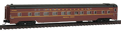 Intermountain Railway 6800 N Scale Pullman-Standard 4-4-2 Sleeper - Ready to Run - Centralia Car Shops -- Pennsylvania Railroad (Tuscan, black, yellow)