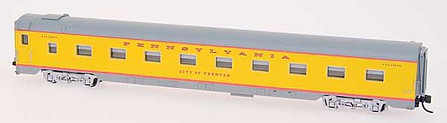 Intermountain Railway 6885 N Scale Pullman-Standard 18 Room Roomette - Ready to Run - Centralia Car Shops -- Pennsylvania Railroad (UP Run-Through, Armour Yellow, gray, red)