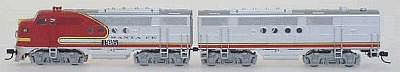 Intermountain Railway 69003D N Scale EMD FT A-B Set w/DCC -- Santa Fe (Warbonnet, silver, red)