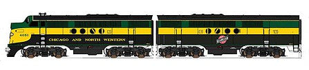Intermountain Railway 69009 N Scale EMD FT A-B Set - Standard DC -- Chicago & North Western (Freight Scheme, green, black, yellow)