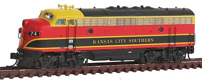 Intermountain Railway 69253 N Scale EMD F7A - Standard DC -- Kansas City Southern (Freight Scheme, red, black, yellow)