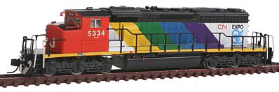Intermountain Railway 69305 N Scale EMD/GMDD SD40-2W - Standard DC -- Canadian National #5334 (black, white, red, Rainbow Expo '86 Graphics)