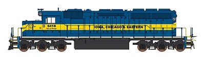 Intermountain Railway 69324 N Scale EMD SD40-2 - Standard DC -- Iowa, Chicago & Eastern (blue, yellow, black)